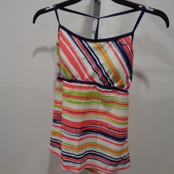 Nike Women's Tankini Swimsuit Top Padded Size 12 Striped - Picture 13 of 15